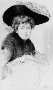 Portrait De Jeune Femme Au Chapeau by Paul Cesar Helleu
