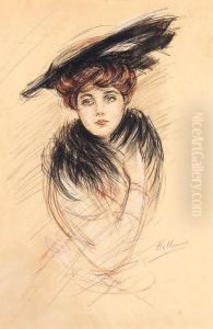 An Elegant Lady In A Dark Hat by Paul Cesar Helleu