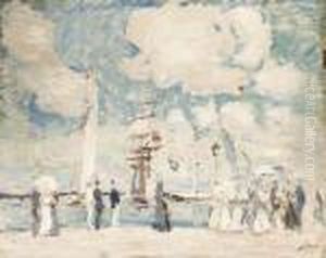 Entre Du Bassin De Deauville
Signed Helleu Lower Right