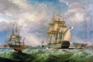 British Men-O'-War Sailing into Cork Harbour by George Mounsey Wheatley Atkinson