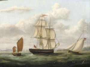 A Royal Naval frigate and other shipping off Cork by George Mounsey Wheatley Atkinson