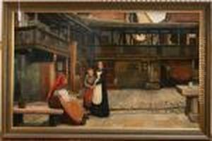 View Of Figures In A Courtyard View Of Figures In A Courtyard