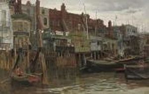 The Shore At Limehouse by Charles Napier Hemy