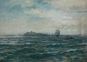Shipping Off Falmouth. by Charles Napier Hemy