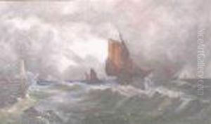 Follower Of Charles Napier Hemy, 'fishing Boats Off A Harbour Wall' by Charles Napier Hemy
