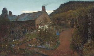 Cottage Gardens - Twilight by Charles Napier Hemy