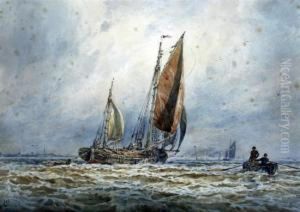 Sail Barge Off The Dutch Coast by Joseph Henderson