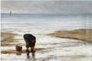 The Beach Comber; Bringing In The Nets At Dusk by Joseph Henderson