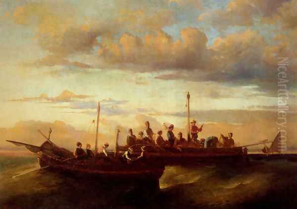 Italian Fishing Vessels at Dusk - view 1