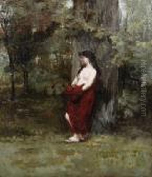 A Female Nude In A Woodland Landscape - view 1