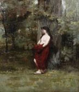 A Female Nude In A Woodland Landscape by Jean-Jacques Henner