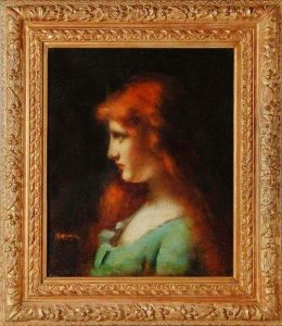 Jeune Femme Rousse De Profil by Jean-Jacques Henner