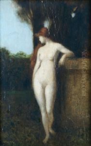 Nu Debout Accoude A La Rambarde by Jean-Jacques Henner