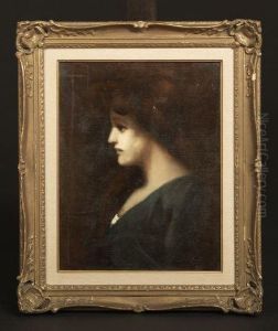 Profile Portrait Study Of An
 Auburn-haired Girl by Jean-Jacques Henner