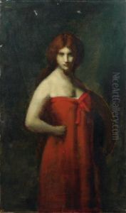 B&l Portrait De Femme En Robe Rouge (judith) by Jean-Jacques Henner