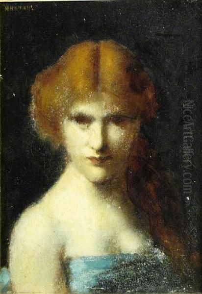 A Young Woman Wearing A Blue Wrap - view 1
