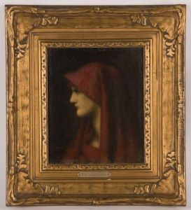 Portrait Of A Woman In Profile Wearing Red Drapery