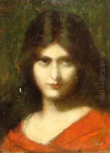 Portrait Of A Lady Head And Shoulders by Jean-Jacques Henner