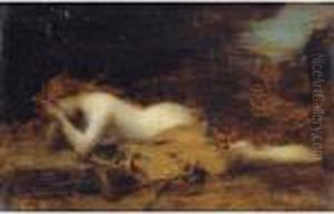 Jeune Fille Etendue [, A 
Reclining Nude, Oil On Cardboard, Signed, Dedicated And Dated 1891 On 
The Reverse ] by Jean-Jacques Henner