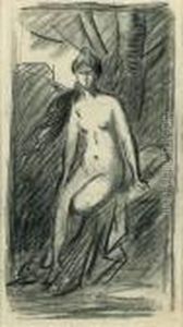 Femme Nue Assise Sous Un Arbre by Jean-Jacques Henner