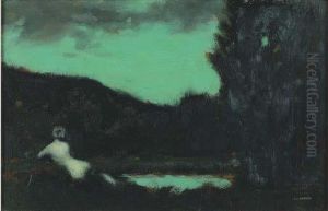 Nu De Dos Dans Un Paysage by Jean-Jacques Henner