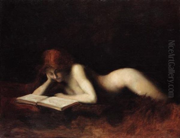 Reclining Nude Woman Reading A Book - view 1