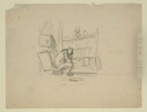 Seated Man In A Library by Robert Henri