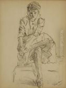 Girl Tying Shoe by Robert Henri