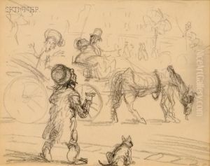 Street Scene With Horse And Carriage by Robert Henri