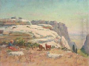 Goats on a sunny hill side