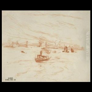Tugboat In New York Harbor by Robert Henri