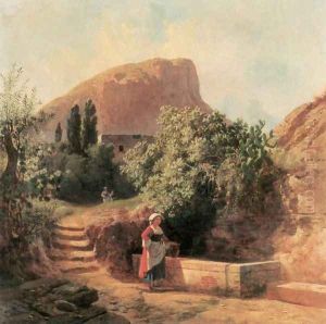 Italian Garden with Female Figure 1863 by Ferenc Marko