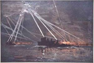 Blood and Iron An Airraid in the North illustration from The Naval Front by Gordon S Maxwell 1920