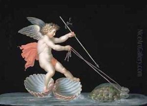 Cupid being led by Tortoises by Michelangelo Maestri