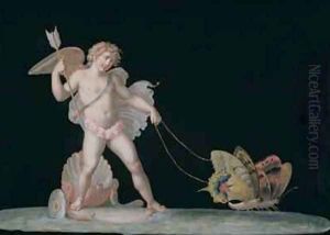 Cupid led by butterflies by Michelangelo Maestri