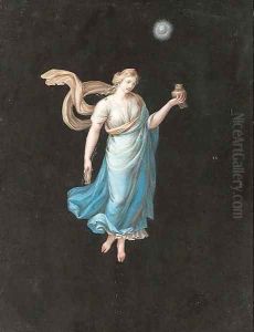 Female figures in antique dress, one representing the first hour of the night by Michelangelo Maestri