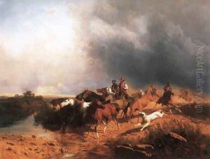 Italian Landscape with Galoping Horses 1871