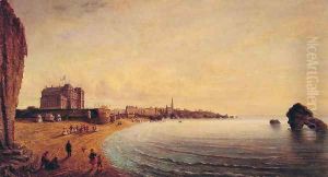 The beach at Biarritz by Louis Moullin