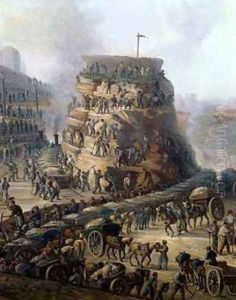 The Emperor Napoleon III 1808-73 and the Empress Eugenie 1829-1920 visiting the Chaillot Hill while being levelled 1867 by Louis Moullin