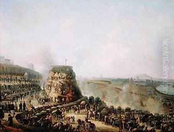 The Emperor Napoleon III 1808-73 and the Empress Eugenie 1829-1920 visiting the Chaillot Hill 1867 - view 1