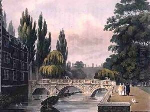 Exterior of St Johns College from the Gardens by Frederick Mackenzie