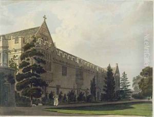 St Johns College seen from the garden by Frederick Mackenzie