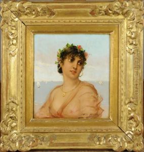 Jeune Femme A La Couronne De Fleurs by Leon Herbo