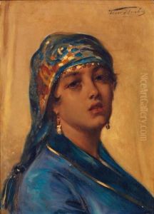 Orientale Au Voile Bleu by Leon Herbo