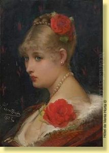 Elegante Aux Roses Et Au Collier De Perles by Leon Herbo