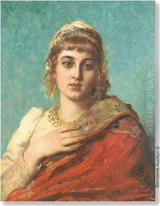 Portrait Of Anoriental Woman. Panel (mahogany). Signed Leonherbo