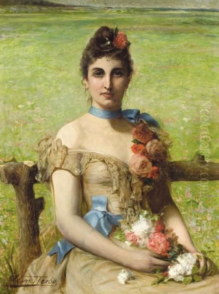 Portrait Of A Girl Holding A Posy - view 1