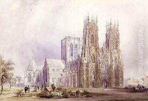 York Minster north west view by Frederick Mackenzie