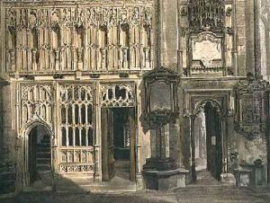 The Screen of Abbot Islips Chapel and the Entrance to the Chapel of St Erasmus by Frederick Mackenzie