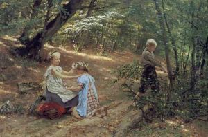 Children in the forest by Friedrich Miess